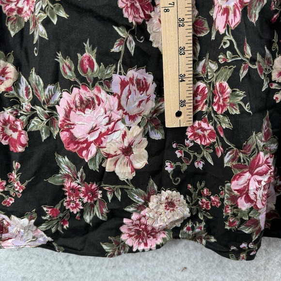 Vintage RM Muumuu Dress Womens Medium Hawaiian Black Floral Knee Eyelet Lace - Picture 7 of 8